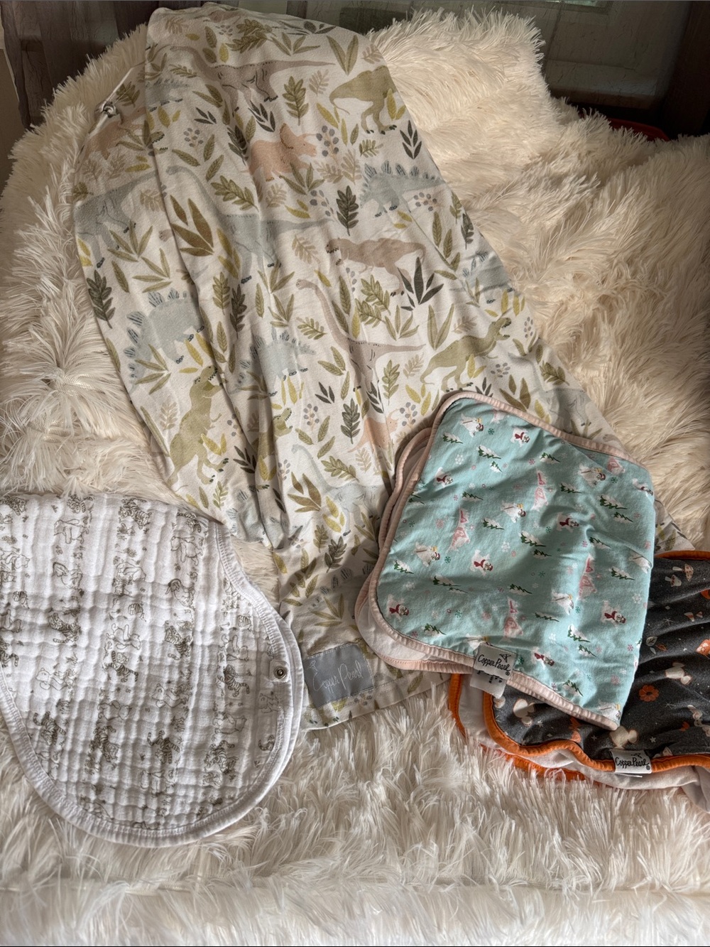 Copper Pearl Mint Woodland Baby Burp Cloths - 3-Pack